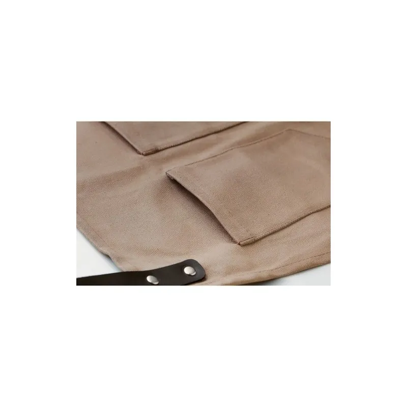 Tablier en toile enduite personnalisé CHEF Matières : acier inoxydable Couleurs : bois marquage laser ultra précis