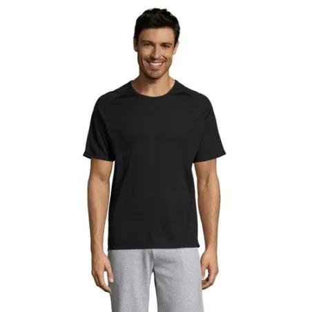 T-shirt personnalisé confortable et performant pour hommes Sporty Matières : coton Taille textile : L Couleurs : noir profond pe