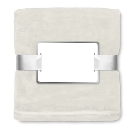 Couverture écologique en flanelle blanche - DAVOS Matières : coton Taille textile : M Couleurs : bleu marine objet promotionnel 