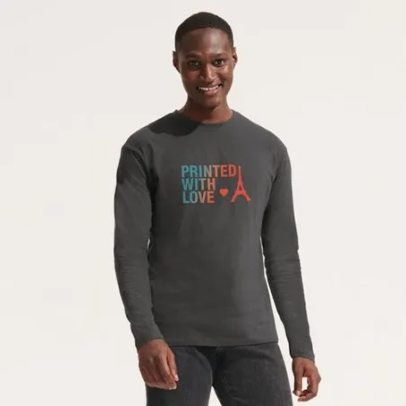 T-shirt Personnalisé 150g en Coton Premium - MONARCH MEN Matières : coton Taille textile : L Couleurs : gris chiné impression lo