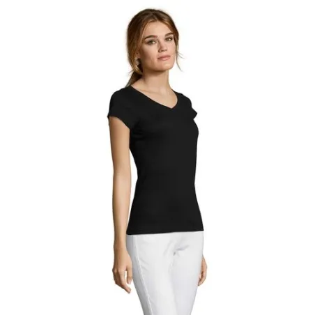 T-shirt Femme Col V Personnalisé Confortable 100% Coton pas cher - MOON Taille textile : M Couleurs : noir accessoire événementi