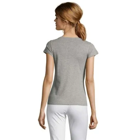 T-shirt Femme Col V Personnalisé Confortable 100% Coton pas cher - MOON Taille textile : 3XL Couleurs : vert forêt cadeau affair