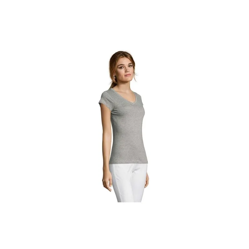 T-shirt Femme Col V Personnalisé Confortable 100% Coton pas cher - MOON Taille textile : 3XL Couleurs : vert forêt cadeau collab