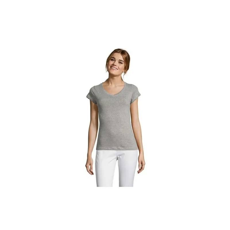 T-shirt Femme Col V Personnalisé Confortable 100% Coton pas cher - MOON Taille textile : M Couleurs : vert forêt cadeau entrepri
