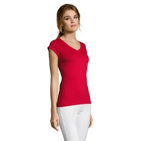 T-shirt Femme Col V Personnalisé Confortable 100% Coton pas cher - MOON Taille textile : XS Couleurs : vert forêt personnalisabl