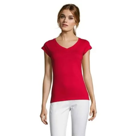T-shirt Femme Col V Personnalisé Confortable 100% Coton pas cher - MOON Taille textile : 3XL Couleurs : french navy objet promot
