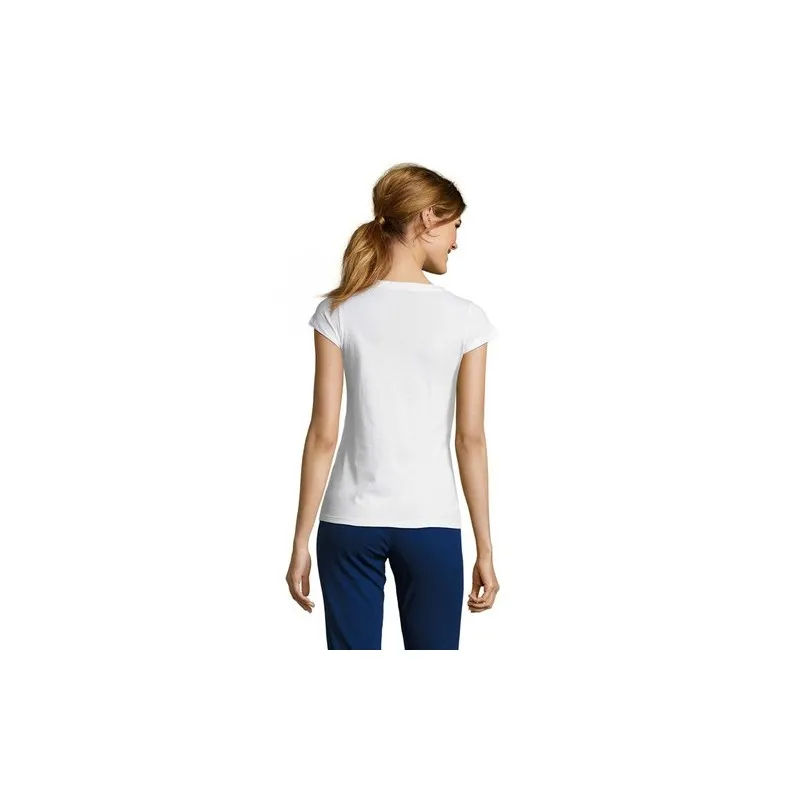 T-shirt Femme Col V Personnalisé Confortable 100% Coton pas cher - MOON Taille textile : XL Couleurs : french navy cadeau client