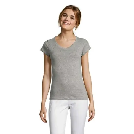 T-shirt Femme Col V Personnalisé Confortable 100% Coton pas cher - MOON Taille textile : M Couleurs : jaune goodies personnalisé