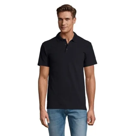 Polo Homme Personnalisé 210g Écologique SPRING II Taille textile : 3XL Couleurs : noir objet promotionnel éco-responsable