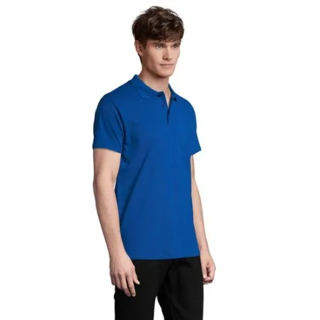 Polo Homme Personnalisé 210g Écologique SPRING II Taille textile : 4XL Couleurs : noir marquage couleur éclatante