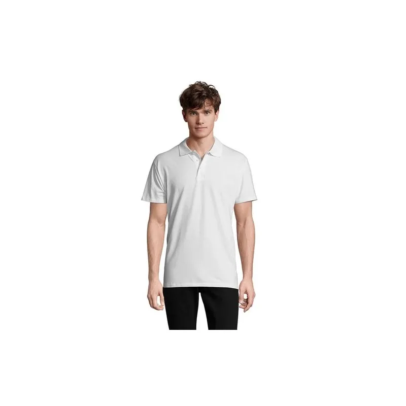 Polo Homme Personnalisé 210g Écologique SPRING II Taille textile : XXL Couleurs : noir profond marquage laser ultra précis