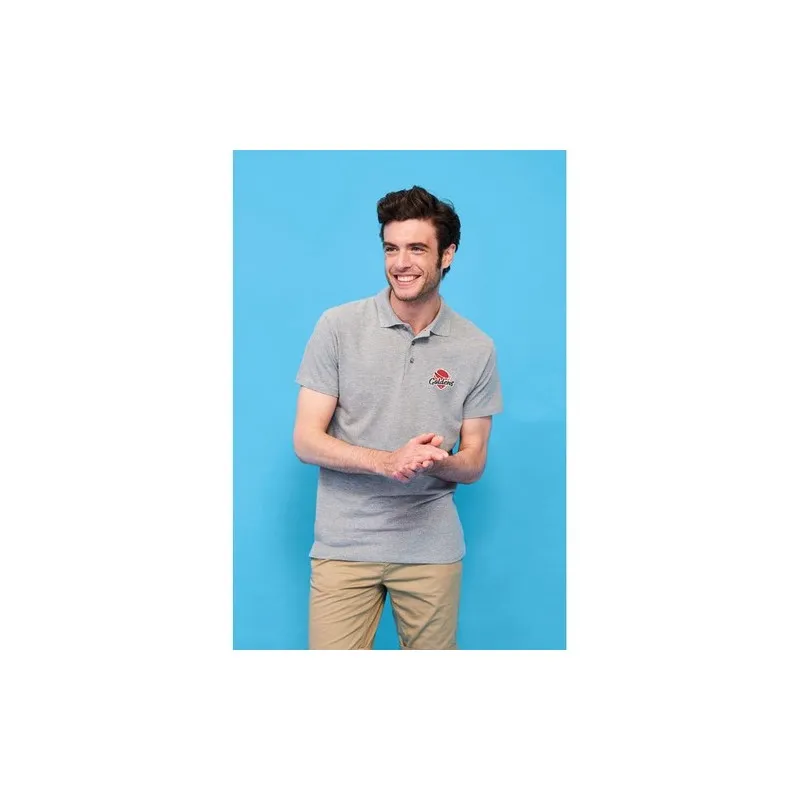 Polo Homme Personnalisé 210g Écologique SPRING II Taille textile : XXL Couleurs : gris chiné personnalisation sur mesure