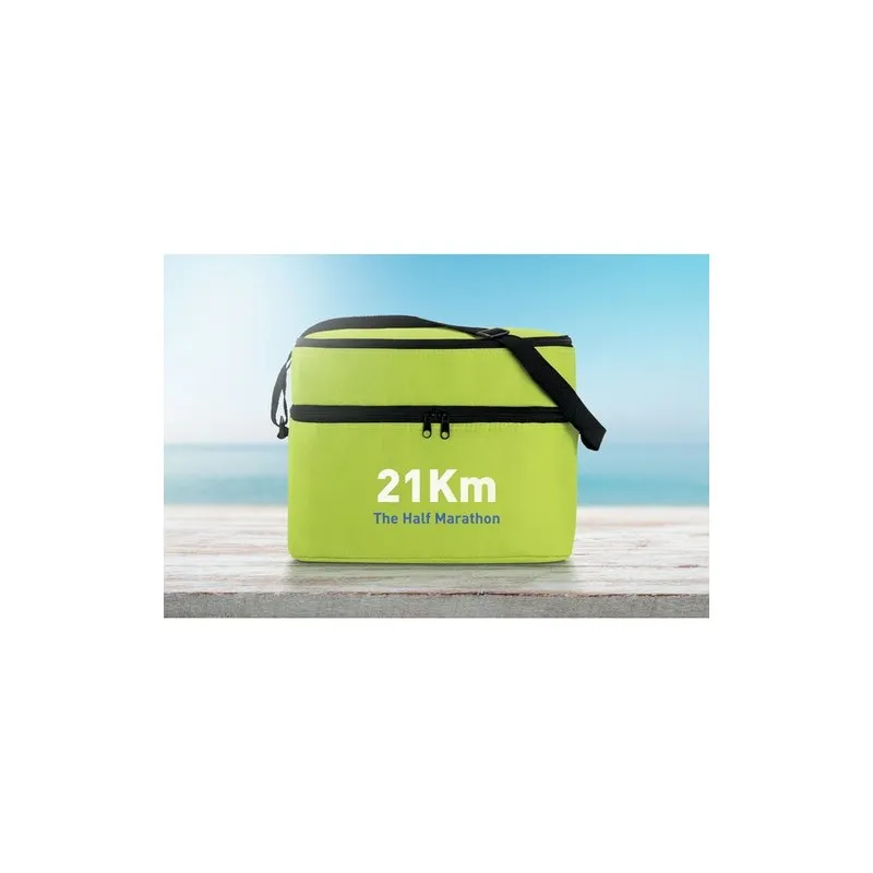 Sac isotherme personnalisé pratique à 2 compartiments CASEY Matières : coton Taille textile : M Couleurs : noir goodies personna