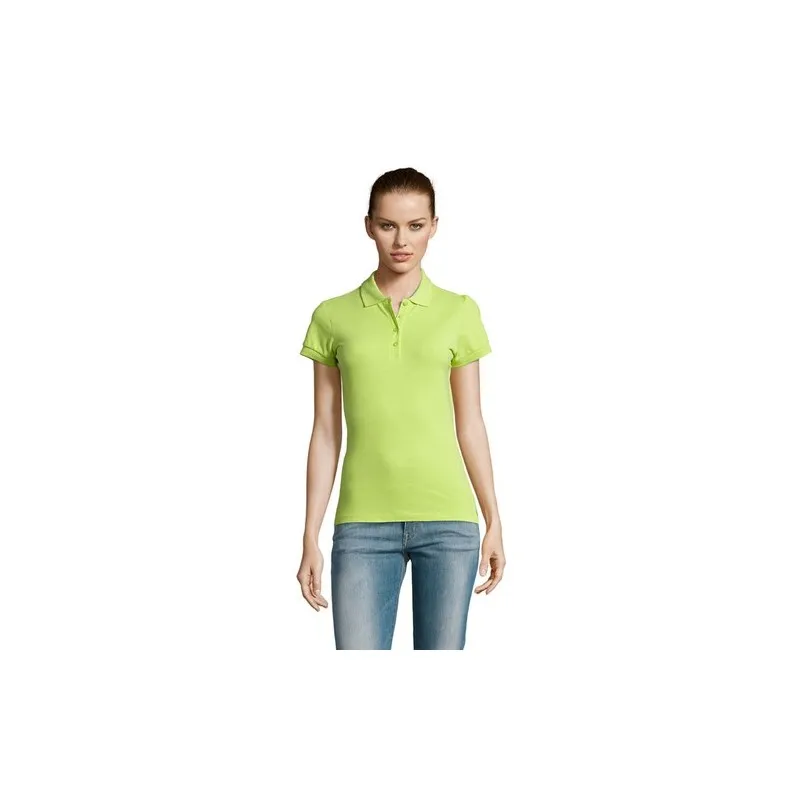 Polo Femme Écologique 170g PASSION Matières : coton Taille textile : 5XL Couleurs : vert prairie marquage couleur éclatante