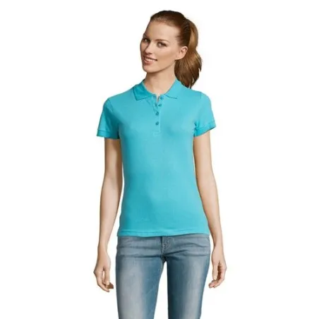 Polo Femme Écologique 170g PASSION Matières : coton Taille textile : 5XL Couleurs : bleu aqua personnalisable avec votre logo