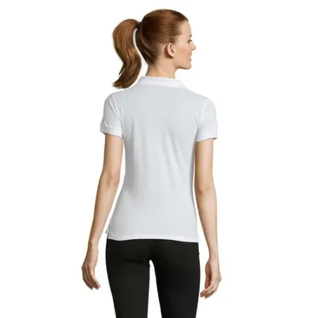 Polo Femme Écologique 170g PASSION Matières : coton Taille textile : XXL Couleurs : blanc chiné personnalisation sur mesure