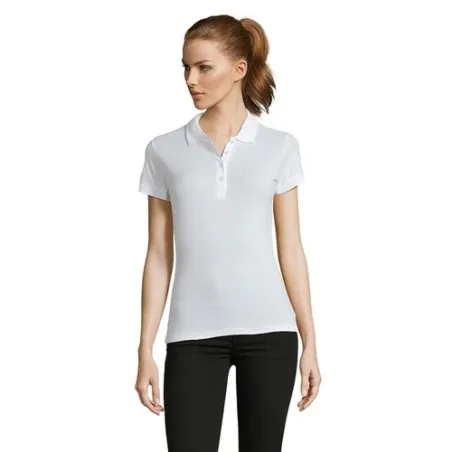 Polo Femme Écologique 170g PASSION Matières : coton Taille textile : L Couleurs : blanc chiné goodies publicitaire événementiel