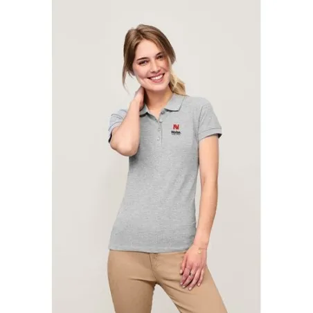 Polo Écologique et Confortable pour Femme - PEOPLE PEOPLE Matières : coton Taille textile : XL Couleurs : bleu ciel pur impressi