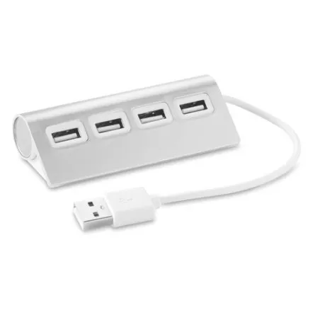 Duplicateur USB 4 Ports Pratique Personnalisé ALUHUB Matières : PET recyclé Couleurs : noir cadeau entreprise pas cher