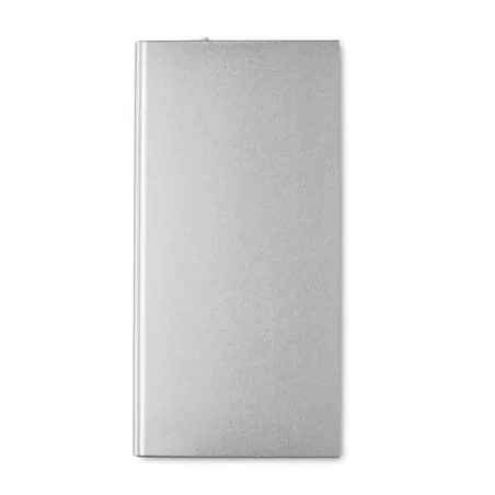 Station de chargement personnalisée 8000mAh POWERFLAT8 Matières : bambou Couleurs : argenté brillant cadeau client original