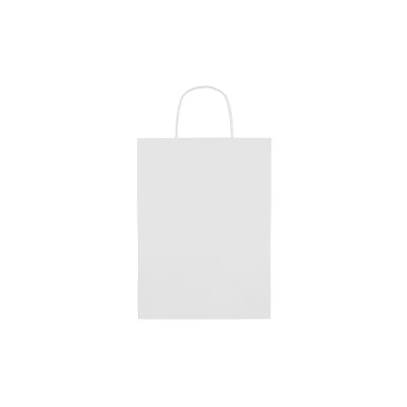 Sac cadeau grand en papier personnalisé 150 gr/m² Matières : caoutchouc Couleurs : blanc