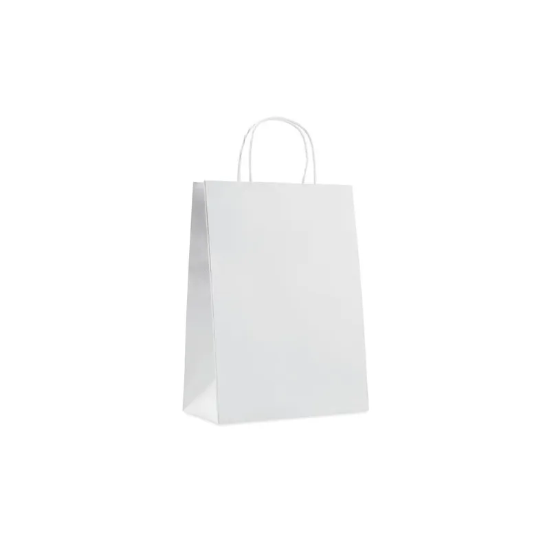 Sac cadeau grand en papier personnalisé 150 gr/m² Matières : caoutchouc Couleurs : blanc cadeau entreprise pas cher