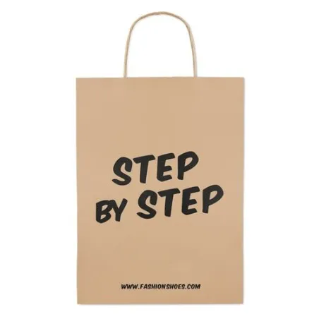 Sac cadeau grand en papier personnalisé 150 gr/m² Matières : PET recyclé Couleurs : pierre marquage laser ultra précis