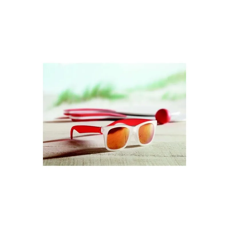 Lunettes de soleil miroir personnalisées - AMERICA TOUCH Matières : verre Couleurs : transparent accessoire événementiel unique