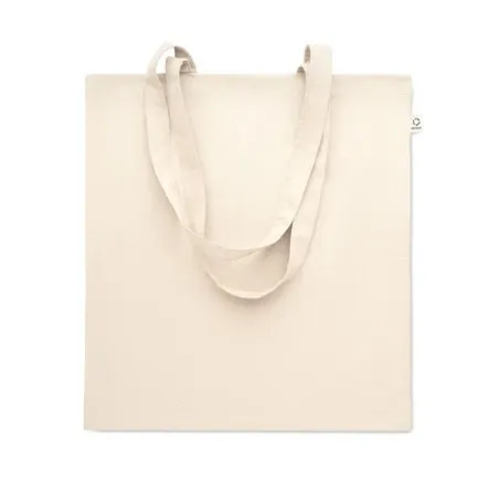 Sac shopping écologique en coton recyclé personnalisé VIVEKA Matières : coton biologique Taille textile : XS Couleurs : vert pri