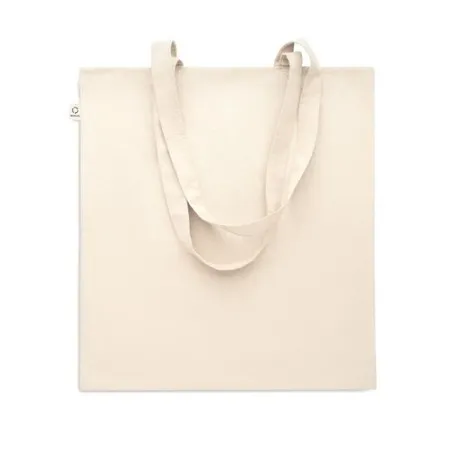 Sac shopping écologique en coton recyclé personnalisé VIVEKA Matières : coton biologique Taille textile : XS Couleurs : vert pri