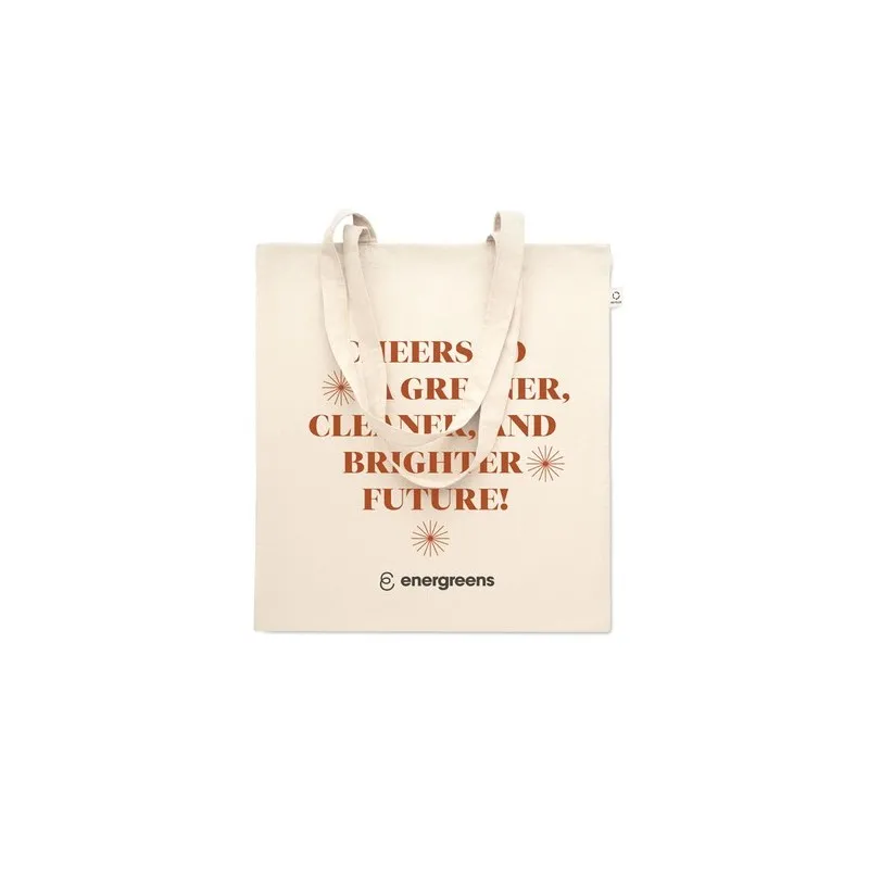 Sac shopping écologique en coton recyclé personnalisé VIVEKA Matières : coton biologique Taille textile : XS Couleurs : vert pri