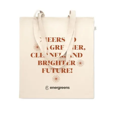 Sac shopping écologique en coton recyclé personnalisé VIVEKA Matières : coton biologique Taille textile : XS Couleurs : vert pri