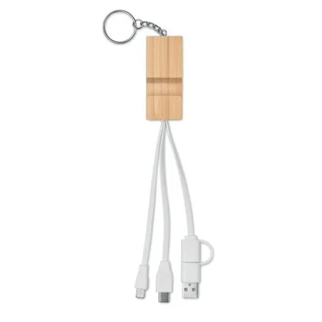 Porte-clés support écologique 2-en-1 en bambou CLAUERC Matières : coton biologique Taille textile : L Couleurs : pop orange pers