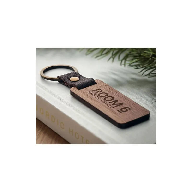 Porte-clés écologiques en noyer et PU personnalisés - NAWKEY Matières : coton biologique Taille textile : 3XL Couleurs : pop ora