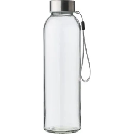 Bouteille en verre personnalisée de 500 ml avec housse Nika Matières : carton Couleurs : bleu personnalisable avec votre logo