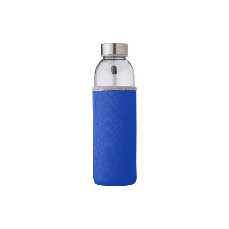Bouteille en verre personnalisée de 500 ml avec housse Nika Matières : Synthétique Couleurs : argenté personnalisable avec votre