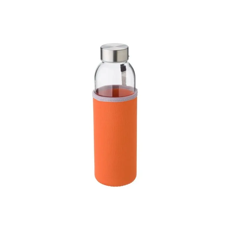 Bouteille en verre personnalisée de 500 ml avec housse Nika Matières : Synthétique Couleurs : argenté cadeau client original