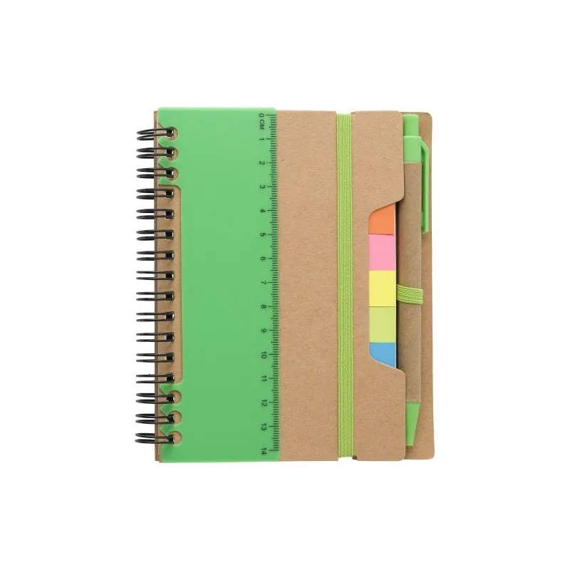 Carnet à spirale écologique en papier recyclé - Angela Matières : polyester Couleurs : noir marquage laser ultra précis