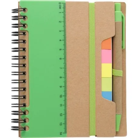 Carnet à spirale écologique en papier recyclé - Angela Matières : polyester Couleurs : noir marquage laser ultra précis