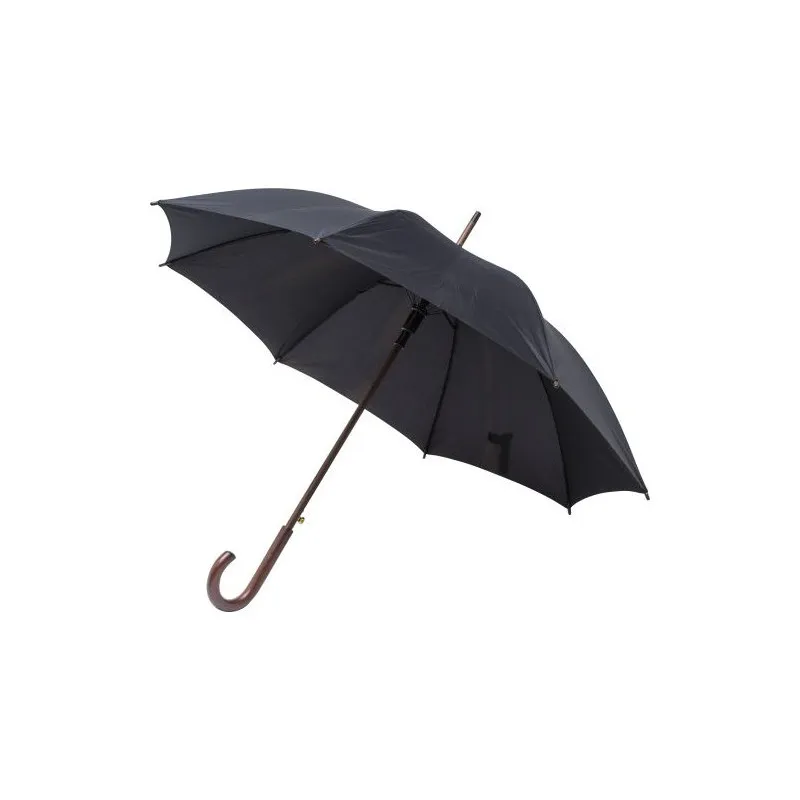 Parapluie personnalisé en polyester 170T - Barry Matières : aluminium recyclé  Couleurs : noir personnalisation sur mesure