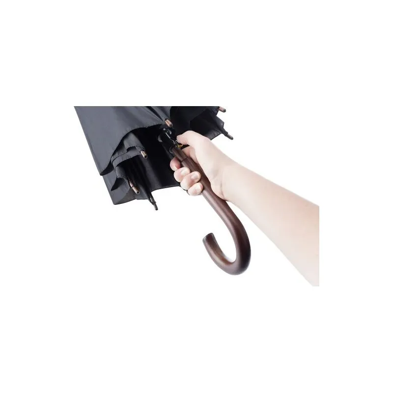 Parapluie personnalisé en polyester 170T - Barry Matières : aluminium recyclé  Couleurs : noir personnalisation rapide en France
