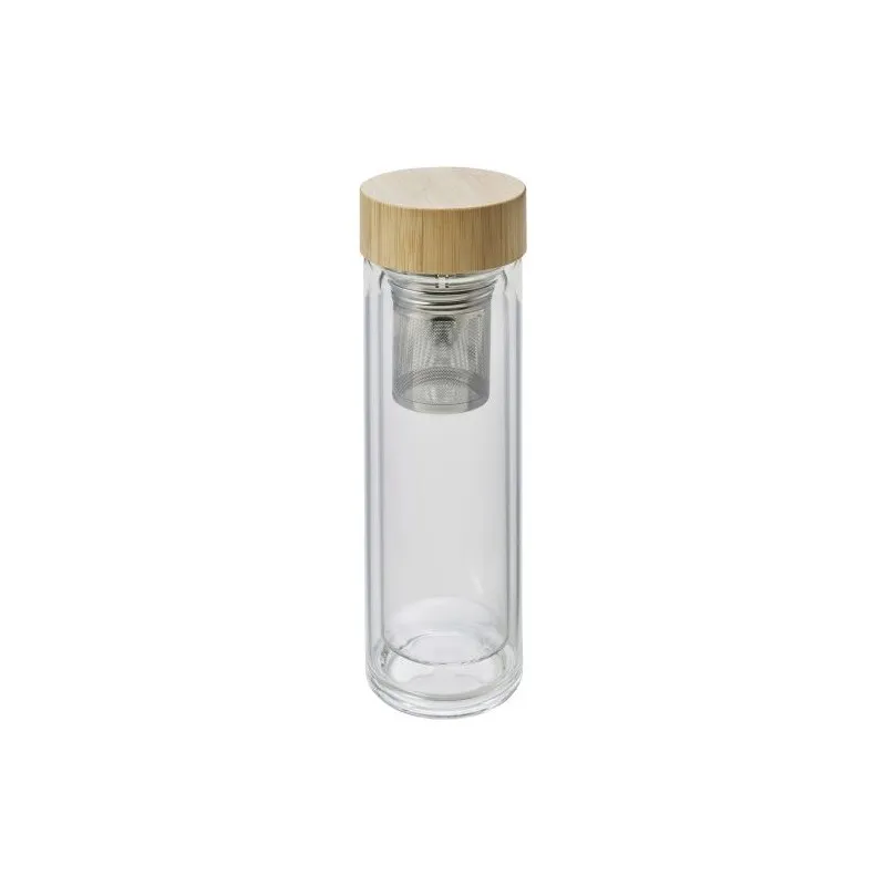 Bouteille isotherme personnalisée en verre de 420 ml Vicente Matières : aluminium recyclé&nbsp; Couleurs : blanc personnalisable avec