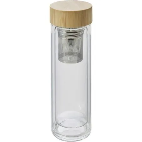 Bouteille isotherme personnalisée en verre de 420 ml Vicente Matières : aluminium recyclé&nbsp; Couleurs : blanc personnalisable avec