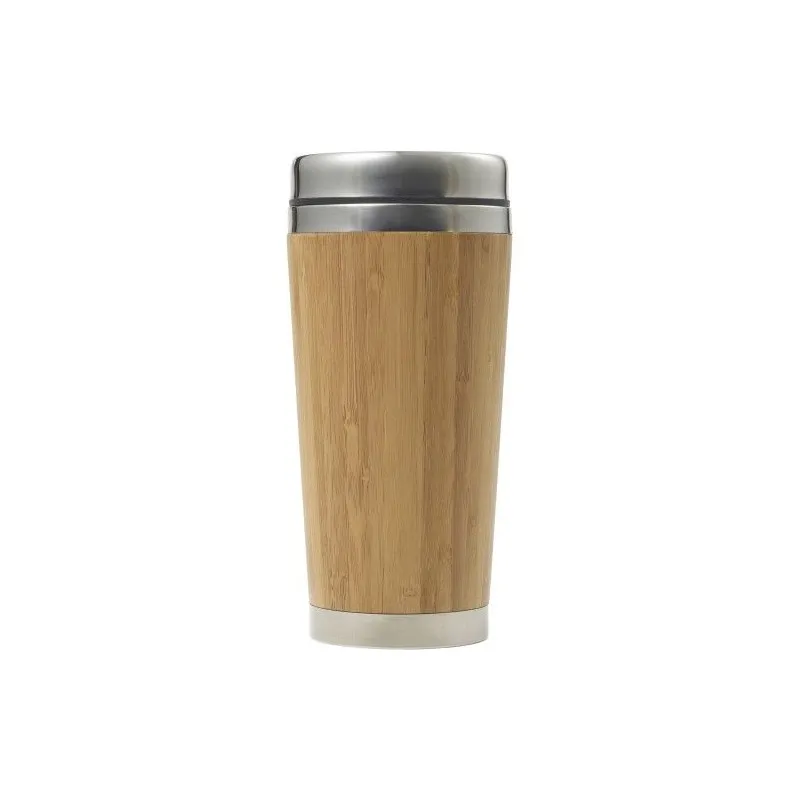 Mug isotherme personnalisé en bambou - Sabine, cadeau unique Matières : aluminium recyclé&nbsp; Couleurs : noir personnalisable avec 