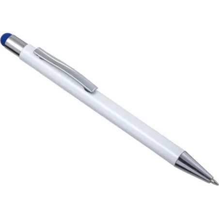 Stylo bille personnalisable en ABS et aluminium - Lise Matières : coton organique Taille textile : XS Couleurs : bleu cadeau col