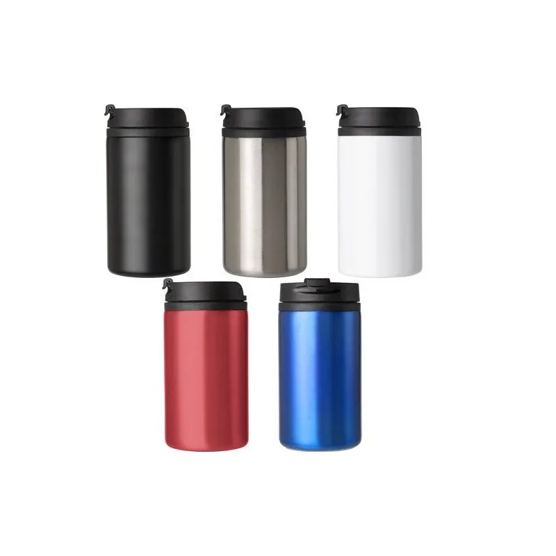 Mug isotherme en acier inoxydable personnalisé et pratique Gisela Matières : coton organique Taille textile : S Couleurs : blanc