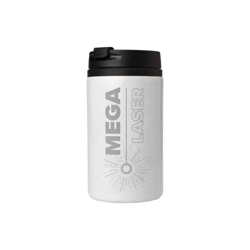Mug isotherme en acier inoxydable personnalisé et pratique Gisela Matières : coton organique Taille textile : S Couleurs : blanc