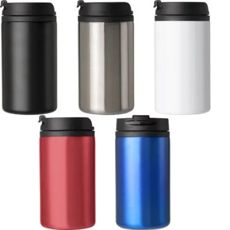 Mug isotherme en acier inoxydable personnalisé et pratique Gisela Matières : coton organique Taille textile : XS Couleurs : gris