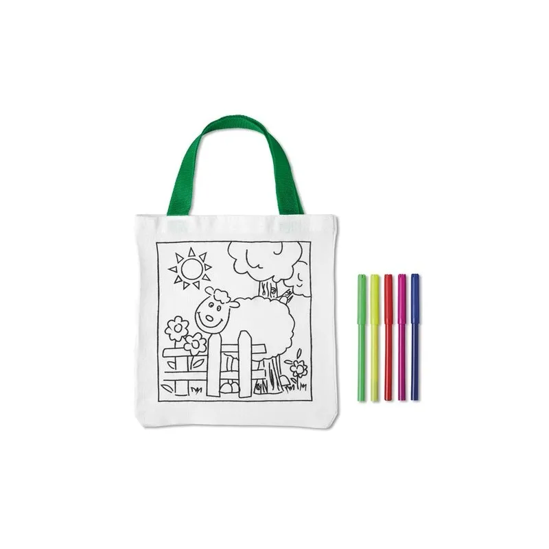 Sac à colorier en coton personnalisable - MATEUSZ Matières : bambou Couleurs : bois