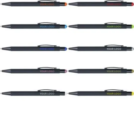 Stylo bille personnalisable à toucher gomme Formentera Matières : polyester Taille textile : S Couleurs : jaune cadeau client or